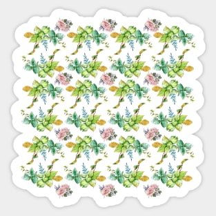 Green Flowering Leaves Pattern Sticker